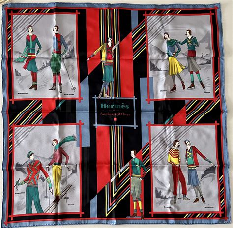 Aux Sports d'Hiver Silk Scarf w/ Tags 